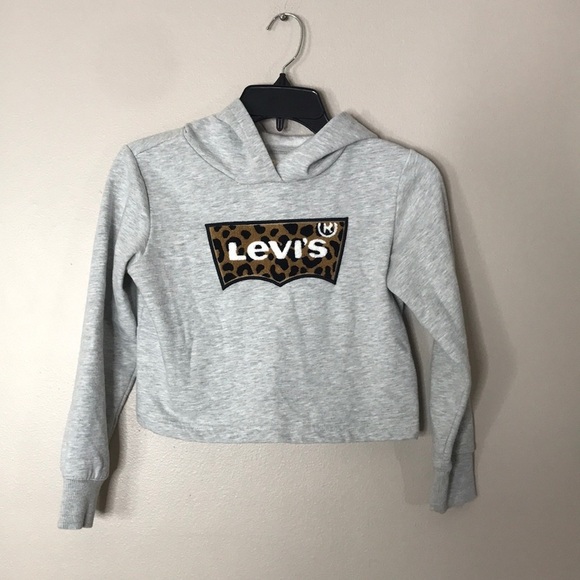 Levis leopard print gray pullover sweatshirt kids size medium - Picture 1 of 8